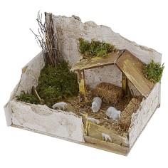 Sheepfold for nativity scene complete with sheep 20x14x13.5 cm h 2