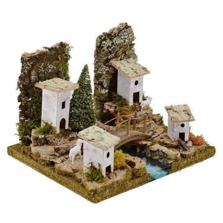 Landscape in depth with river componable cm 26x21x19, 5 h