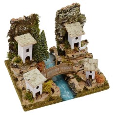 Paesaggio in profondità con fiume componibile cm 26x21x19,5 h 2