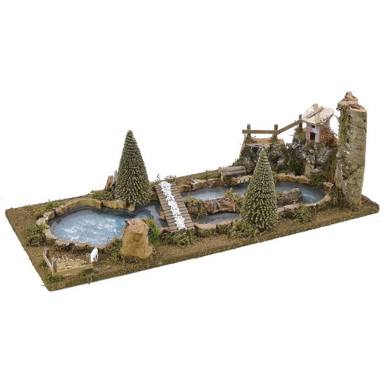 Paesaggio naturale con laghetto effetto acqua cm 54x23,5x18 h