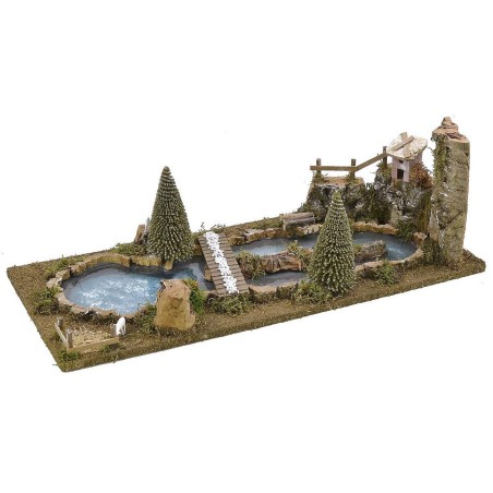 Paisaje natural con estanque efecto agua cm 54x23,5x18 h