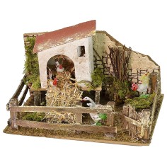 Gallinero con sonido cm 20x14x11 h Mundo Pesebres