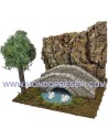 Ponte in pietre con laghetto cm 19x18x15 h. Mondo Presepi