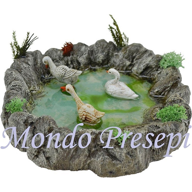 Magic resin pond with swans