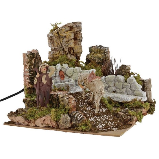 Scenografia con abbeveratoio funzionante cm 24x21x20 h Mondo