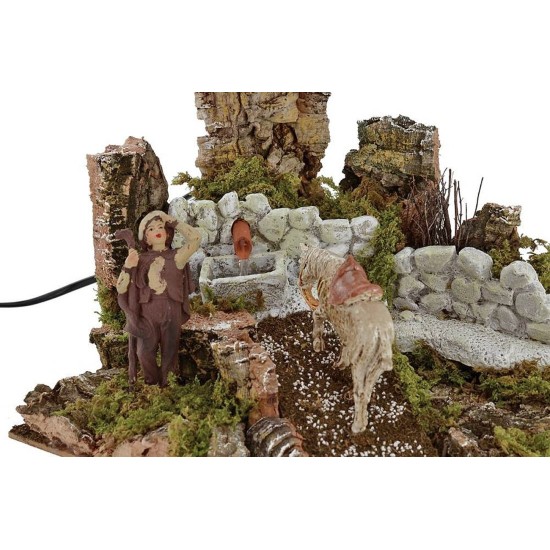 Scenografia con abbeveratoio funzionante cm 24x21x20 h Mondo