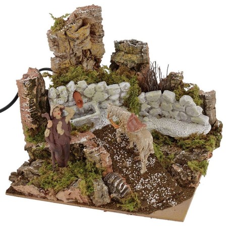 Scenografia con abbeveratoio funzionante cm 24x21x20 h Mondo