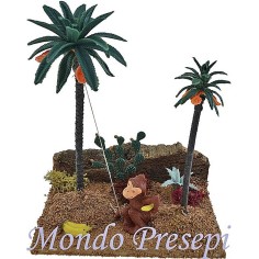 Scimmia che raccoglie le banane cm 15x10x17,5 h. Mondo Presepi
