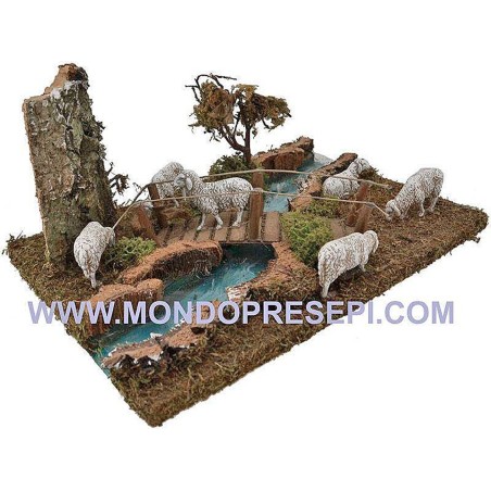 Tramo de río ef. profundidad con ovejas Mundo Pesebres