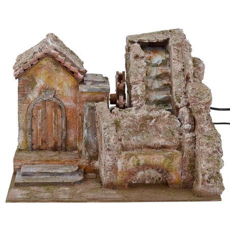 Molino de agua con cascada funcional de 39x30x27 cm h
