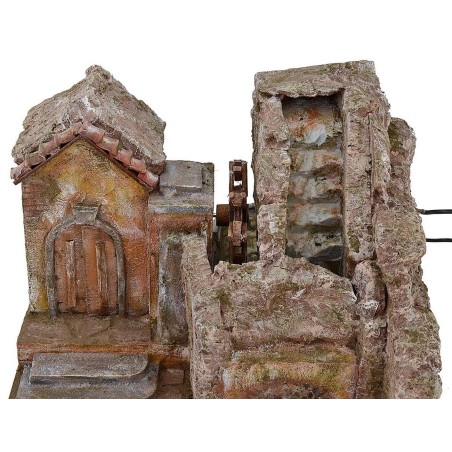 Molino de agua con cascada funcional de 39x30x27 cm h