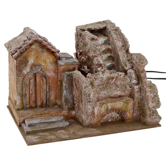 Mulino ad acqua con cascata funzionante cm 39x30x27 h Mondo
