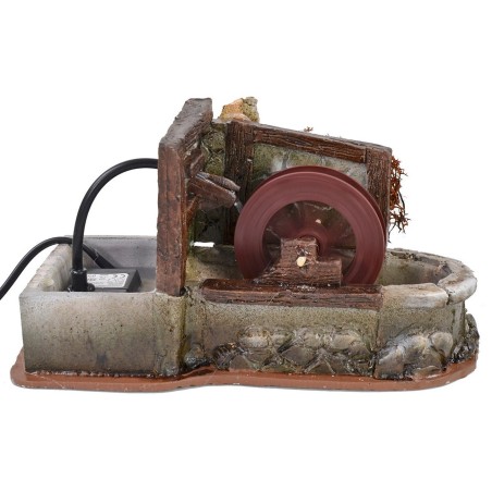Mulino ad acqua funzionante in resina con travi cm 24x12x13 h