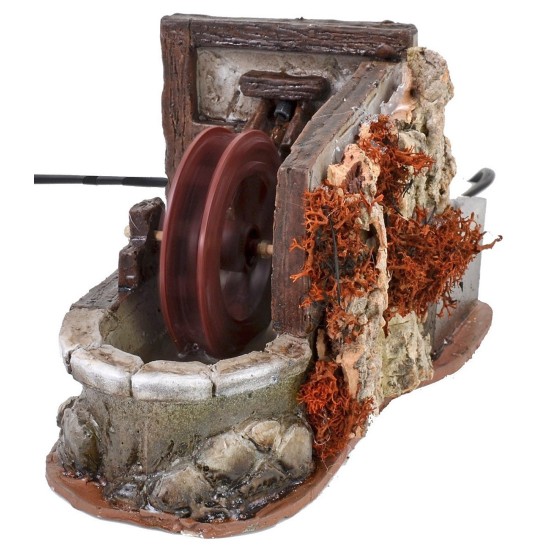 Molino de agua funcional de resina con vigas de 24x12x13 cm h