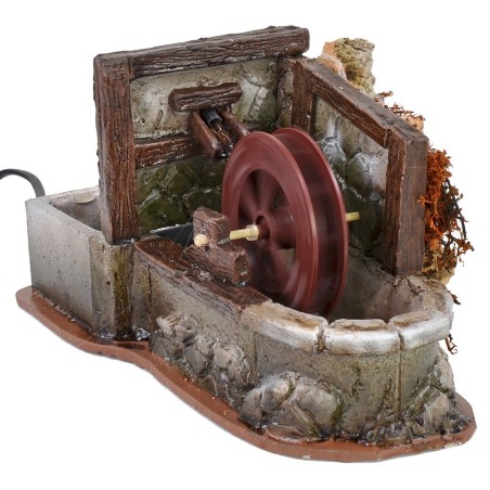 Molino de agua funcional de resina con vigas de 24x12x13 cm h