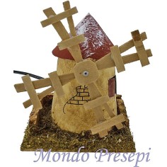 Mulino a vento con pale in legno Mondo Presepi