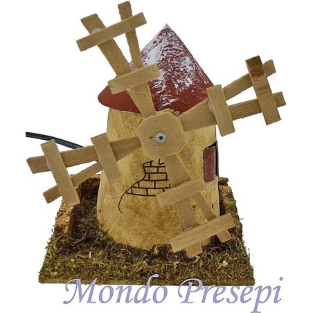 Mulino a vento con pale in legno Mondo Presepi