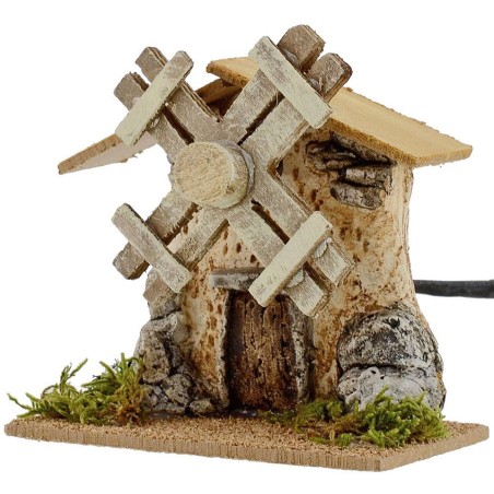 Molino de viento funcional para belén de 12x7x11,5 cm h. Mundo
