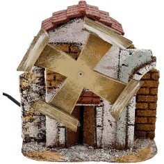 Mulino a vento funzionante per presepe cm 15x6,5x16 h. Mondo