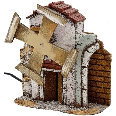 Mulino a vento funzionante per presepe cm 15x6,5x16 h. Mondo