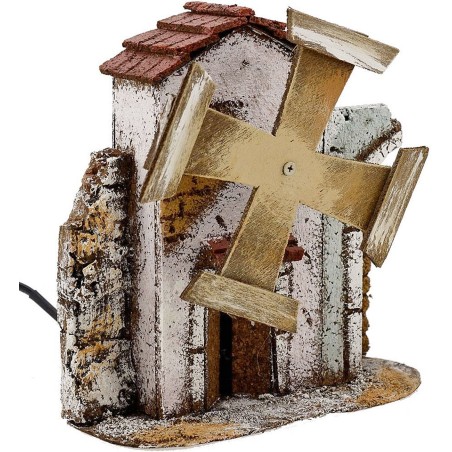 Molino de viento funcional para belén de 15x6,5x16 cm h.
