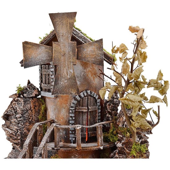 Molino de viento iluminado con aspas giratorias 29x29x38 h.