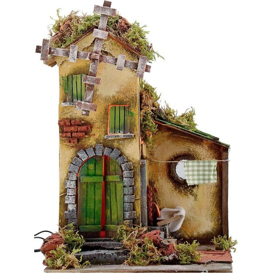 Molino de viento iluminado con aspas giratorias de 25x25x36 cm