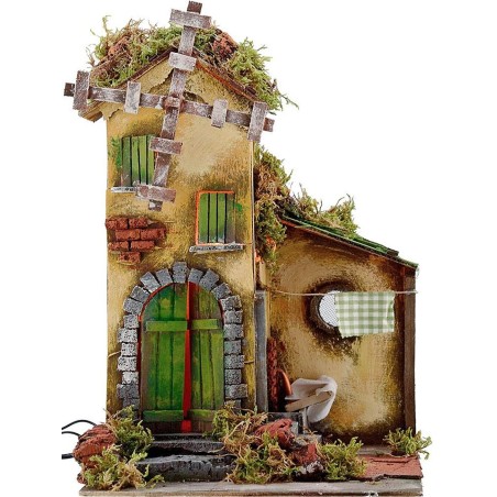 Molino de viento iluminado con aspas giratorias de 25x25x36 cm
