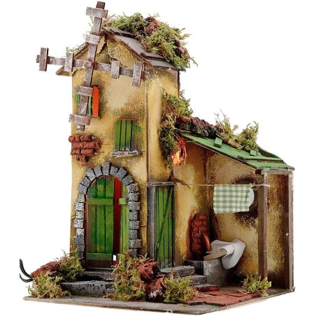 Molino de viento iluminado con aspas giratorias de 25x25x36 cm