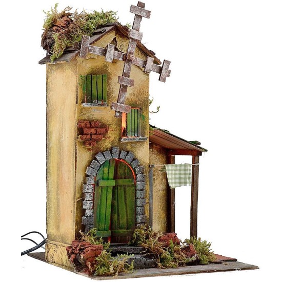 Illuminated windmill with rotating blades cm 25x25x36 h.
