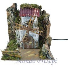 Mulino a vento presepe funzionante cm 24x21x25 h Mondo Presepi