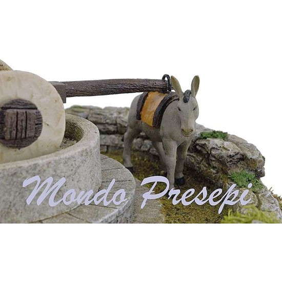 Scena con asino e macina in movimento - accessori per presepe