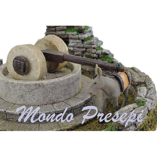 Scena con asino e macina in movimento - accessori per presepe