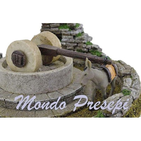 Scena con asino e macina in movimento - accessori per presepe