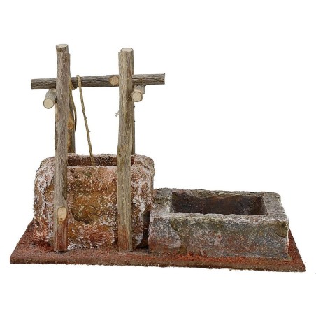 Pozo para belén con abrevadero de 14,5x9x10,5 cm de altura para