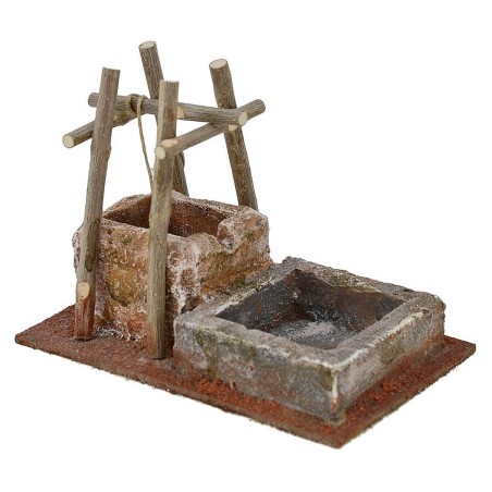 Pozo para belén con abrevadero de 14,5x9x10,5 cm de altura para