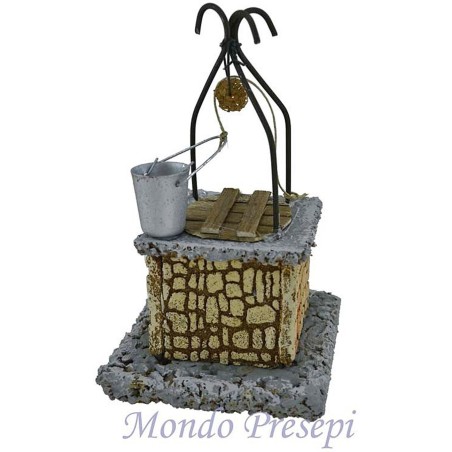 Pozzo per presepe quadrato in legno e metallo Mondo Presepi