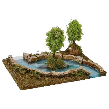 Ruscello componibile con isola cm 26x18x13 h per presepe Mondo