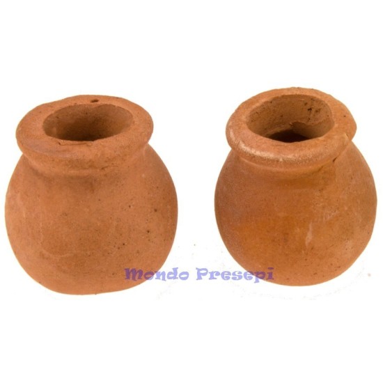Conjunto de 2 jarrones abombados de terracota h 1,8 cm
