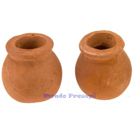 Set of 2 rounded terracotta vases h 1.8 cm Nativity World