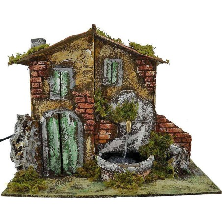 Casa presepe con fontana cm 33x18x25 h. Mondo Presepi