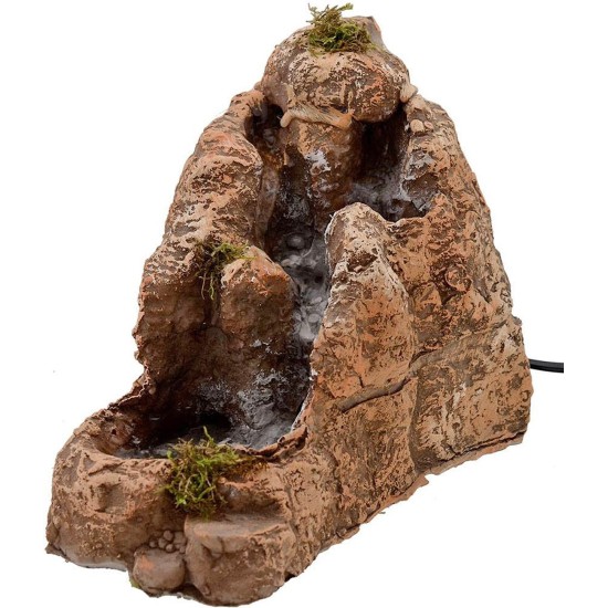 Cascada doble de resina en funcionamiento de 22x12x19 cm.