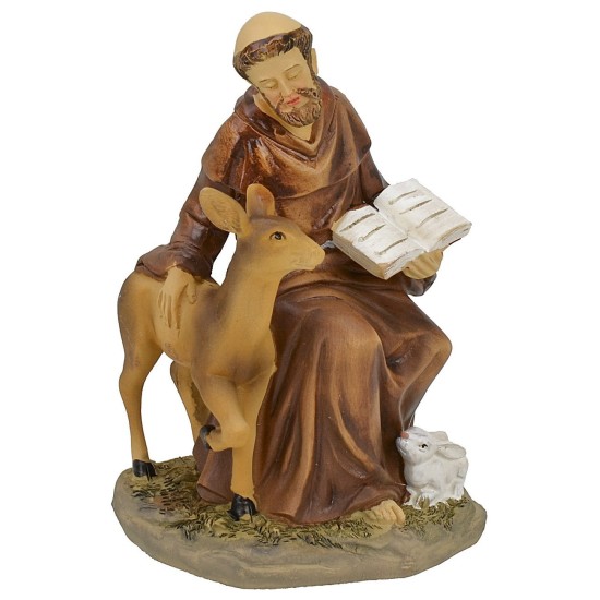 San Francesco seduto con animali cm 6x7x10 h.