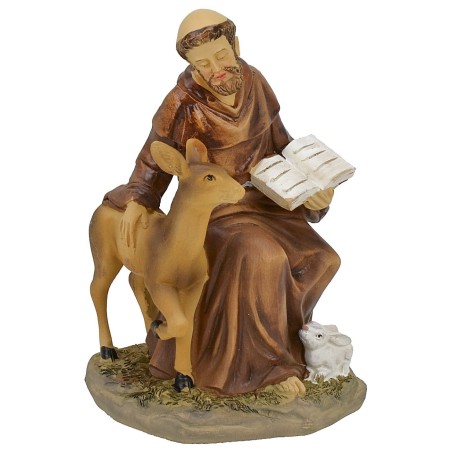 San Francesco seduto con animali cm 6x7x10 h.