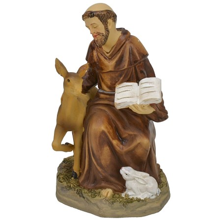 San Francesco seduto con animali cm 6x7x10 h.