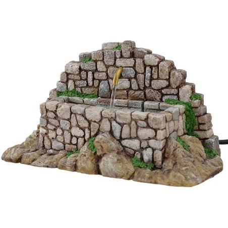 Fuente de montaña de piedras para belén con bomba de