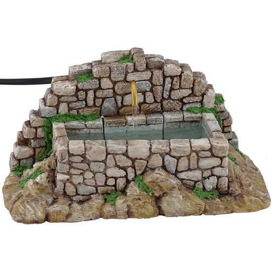 Fuente de montaña de piedras para belén con bomba de