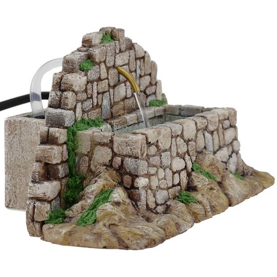 Fuente de montaña de piedras para belén con bomba de
