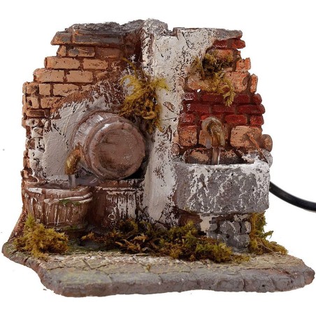 Functioning fountain and barrel cm 13.5x13x12 h.