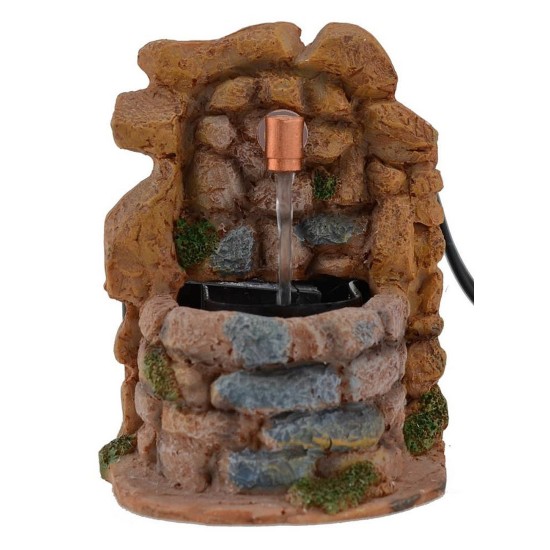 Fuente de resina para belén completa con bomba de 7x11x10,5 cm